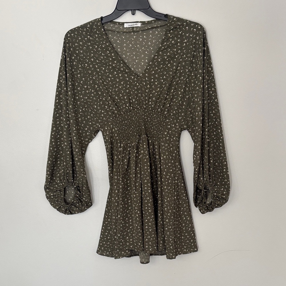 Chic Olive Long Sleeve Dress